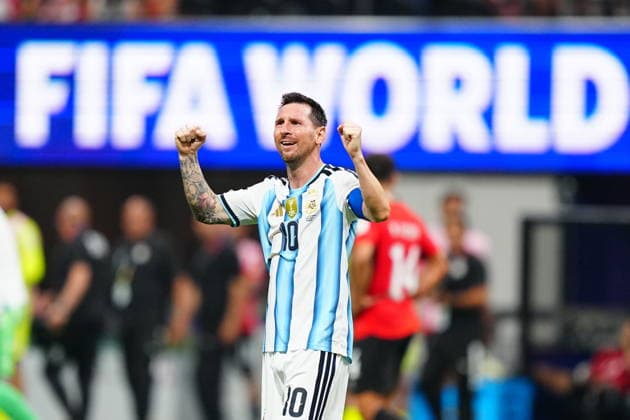 Argentina v Egypt - FIFA World Cup, WM, Weltmeisterschaft, Fussball 2026 - Round of 16 ATLANTA, USA - JULY 07: Lionel Messi (10) of Argentina celebrates after the 2026 FIFA World Cup Round of 16 match between Argentina and Egypt at Mercedes-Benz Stadium (Atlanta Stadium) in Atlanta, Georgia, United States on July 07, 2026. Evrim Aydin Anadolu Georgia United States. Editorial use only. Please get in touch for any other usage.  Copyright: x2026xAnadoluxEvrimxAydinx