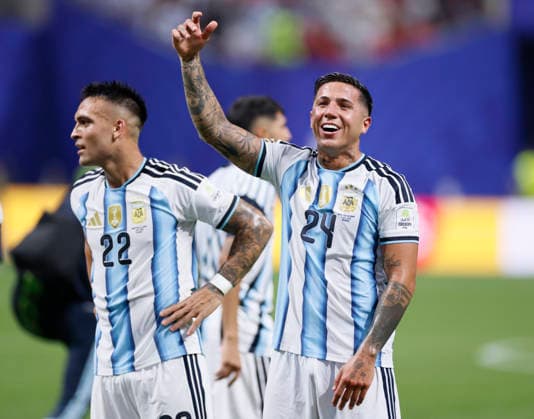 Argentina v Egypt: Round of 16 - FIFA World Cup, WM, Weltmeisterschaft, Fussball 2026 Enzo Fernandez of Argentina celebrates after winning the FIFA World Cup 2026 Round of 16 match between Argentina and Egypt at Atlanta Stadium on July 7, 2026 in Atlanta, United States. Atlanta Atlanta Stadium GA United States Copyright: xAllstarxPicturexLibraryxLtdx