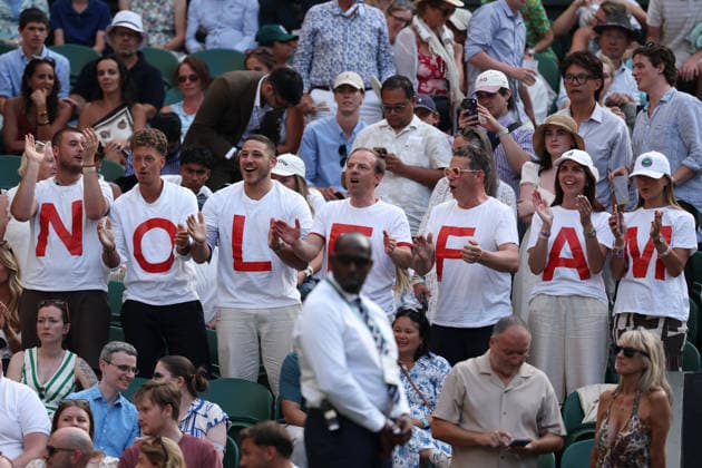 RECORD DATE NOT STATED 7th July 2026; All England Lawn Tennis and Croquet Club, London, England; Wimbledon Tennis Tournament, Day Nine; Novak Djokovic (SRB) fans inside Centre Court JohnxPatrickxFletcher