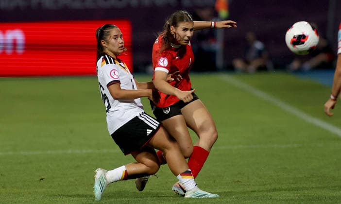 07.07.2026 Sarajevo(Bosnia-Hercegovina) Germany-Austria European U19 U-19 Under-19 championship women s football Paula Rintzner(L) Germany,Sophie Hoke(R) Austria :