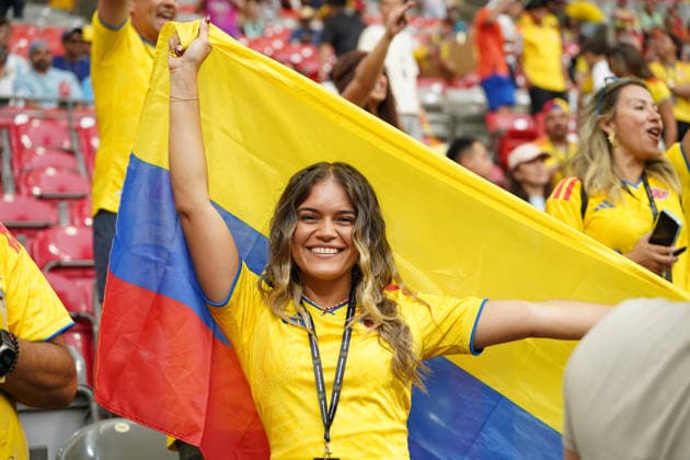 Colombia v Switzerland Round of 16 - FIFA Worl Cup 2026 A Colombian female fan supports her national team, Nationalteam during the FIFA World Cup, WM, Weltmeisterschaft, Fussball 2026 Round of 16 match between Colombia and Switzerland at BC Place Stadium. on July 7, 2026, in Vancouver, Canada. (Photo by Leonardo Ramirez Eyepix Group) Copyright: xLeonardoxRamirez xEyepixxGroupx LR07072026-03354