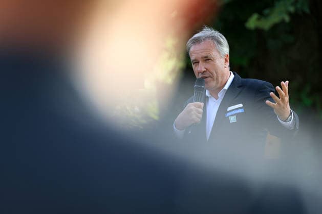 SOCCER - BL, Sturm, jersey presentation FROHNLEITEN,AUSTRIA,07.JUL.26 - SOCCER - ADMIRAL Bundesliga, SK Sturm Graz, jersey presentation. Image shows president Christian Jauk (Sturm).  GEPAxpictures xMarioxBuehner-Weinrauch