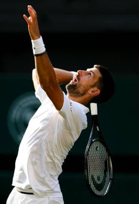 Novak Djokovic in action during his quarter final match vs Felix Auger Aliassime Wimbledon Tennis Championships, Day 9, The All England Lawn Tennis and Croquet Club, London, UK - 07 Jul 2026London The All England Lawn Tennis and United Kingdom  Copyright: xKieranxMcManus Shutterstockx 16978030et