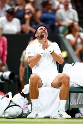 Novak Djokovic between games during his quarter-final match Wimbledon Tennis Championships, Day 9, The All England Lawn Tennis and Croquet Club, London, UK - 07 Jul 2026London The All England Lawn Tennis and United Kingdom  Copyright: xJamesxMarsh Shutterstockx 16978027el
