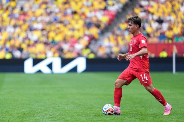 Ardon Jashari of Switzerland runs with the ball during a FIFA Men’s World Cup 2026 round of 16 football match between Switzerland and Colombia at BC Place Vancouver, in Vancouver on July 07th 2026 (Photo by Alexandra Fechete SPP)  Copyright: xAlexandraxFechete SPPx Sportspressphoto_SPR187072