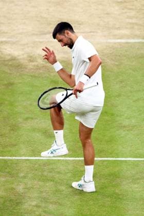 Novak Djokovic celebrates winning his quarter-final match Wimbledon Tennis Championships, Day 9, The All England Lawn Tennis and Croquet Club, London, UK - 07 Jul 2026London The All England Lawn Tennis and United Kingdom  Copyright: xKieranxMcManus Shutterstockx 16978030gp