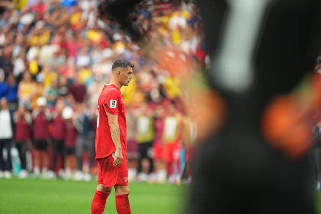 Switzerland v Colombia - FIFA World Cup, WM, Weltmeisterschaft, Fussball 2026 - Round of 16 VANCOUVER, CANADA - JULY 07: Granit Xhaka of Switzerland reacts at the penalty shoot-out during the 2026 FIFA World Cup Round of 16 match between Switzerland and Colombia at BC Place in Vancouver, British Columbia, Canada, on July 07, 2026. Ercin Erturk Anadolu British Columbia Canada. Editorial use only. Please get in touch for any other usage.  Copyright: x2026xAnadoluxErcinxErturkx