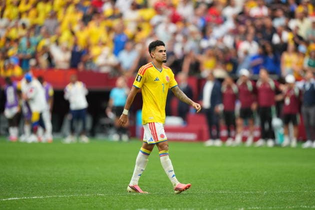 Switzerland v Colombia - FIFA World Cup, WM, Weltmeisterschaft, Fussball 2026 - Round of 16 VANCOUVER, CANADA - JULY 07: Luis Diaz (7) of Colombia is seen at the penalty shoot-out during the 2026 FIFA World Cup Round of 16 match between Switzerland and Colombia at BC Place in Vancouver, British Columbia, Canada, on July 07, 2026. Ercin Erturk Anadolu British Columbia Canada. Editorial use only. Please get in touch for any other usage.  Copyright: x2026xAnadoluxErcinxErturkx