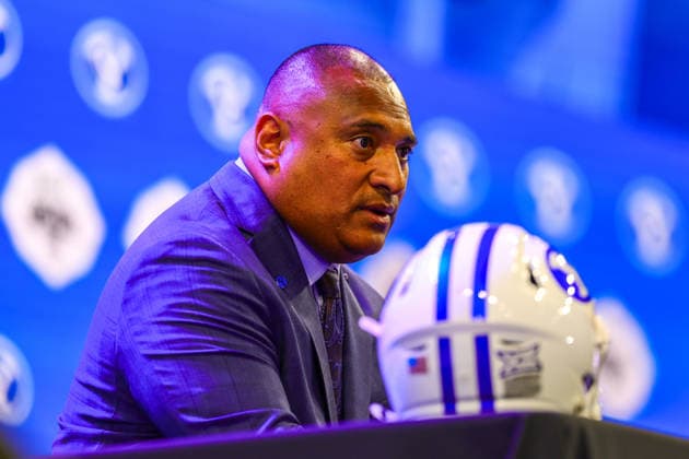 July 7, 2026, Frisco, Texas, USA: FRISCO, TX : BYU head football coach KALANI SITAKE addresses the media during the 2026 Monster Energy Big 12 Football Media Days at the Ford Center in Frisco on Tuesday. Frisco USA - ZUMAm257 20260707_zsp_m257_033 Copyright: xBrianxMcLeanx