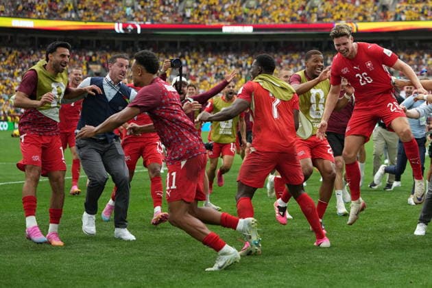 FIFA World Cup, WM, Weltmeisterschaft, Fussball 2026 - Round of 16 - Switzerland vs Colombia Players of Switzerland celebrate winning the FIFA World Cup 2026 Round of 16 match Switzerland against Colombia, in Vancouver, Canada, 07 July 2026. VANCOUVER Canada  Copyright: xBOBxFRIDx