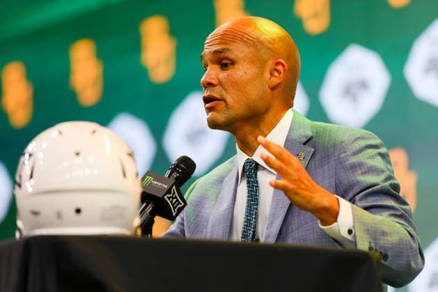 July 7, 2026, Frisco, Texas, USA: FRISCO, TX : Baylor head football coach DAVE ARANDA addresses the media during the 2026 Monster Energy Big 12 Media Days at the Ford Center in Frisco on Tuesday. Frisco USA - ZUMAm257 20260707_zsp_m257_048 Copyright: xBrianxMcLeanx
