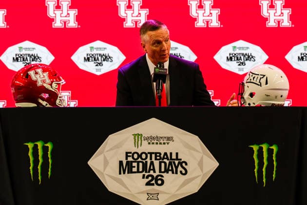 July 7, 2026, Frisco, Texas, USA: FRISCO, TX : University of Houston head football coach WILLIE FRITZ addresses the media during the 2026 Monster Energy Big 12 Media Days at the Ford Center in Frisco on Tuesday. 2026 Big 12 Media Days  - ZUMAm257 20260707_zsp_m257_055 Copyright: xBrianxMcLeanx