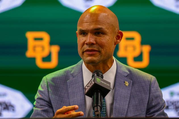 July 7, 2026, Frisco, Texas, USA: FRISCO, TX : Baylor head football coach DAVE ARANDA addresses the media during the 2026 Monster Energy Big 12 Media Days at the Ford Center in Frisco on Tuesday. 2026 Big 12 Media Days  - ZUMAm257 20260707_zsp_m257_056 Copyright: xBrianxMcLeanx
