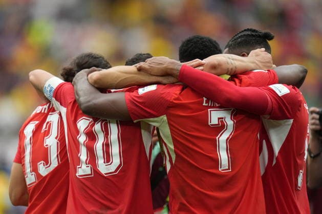 FIFA World Cup, WM, Weltmeisterschaft, Fussball 2026 - Round of 16 - Switzerland vs Colombia Players of Switzerland celebrate winning the FIFA World Cup 2026 Round of 16 match Switzerland against Colombia, in Vancouver, Canada, 07 July 2026. VANCOUVER Canada  Copyright: xBOBxFRIDx