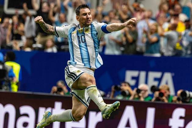 ATLANTA, GEORGIA - JULY 07: Lionel Messi of Argentina celebrates after scoring a goal during the FIFA World Cup, WM, Weltmeisterschaft, Fussball 2026 Round of 16 match between Argentina and Egypt at Atlanta Stadium on July 7, 2026 in Atlanta, Georgia.  Copyright: xVCGx 111652973787