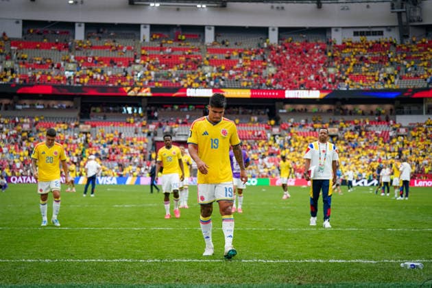 Kanada: Fußball FIFA World Cup, WM, Weltmeisterschaft, Fussball 2026, Achtelfinale - Schweiz vs Kolumbien - BC Place, Vancouver: Enttäuschung, traurig über die Niederlage und WM-Aus: Cucho Hernandez Cucho Hernandez (Kolumbien 19) *** Canada Soccer, 2026 FIFA World Cup, Round of 16: Switzerland vs. Colombia at BC Place, Vancouver—Disappointment and sadness over the loss and elimination from the World Cup—Cucho Hernandez, Cucho Hernandez, Colombia 19 Copyright: xJOERANxSTEINSIEKx