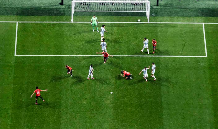 (260708) -- ATLANTA, July 8, 2026 -- Yasser Ibrahim (2nd L) of Egypt celebrates scoring during the round of 16 match between Argentina and Egypt at the 2026 FIFA World Cup, WM, Weltmeisterschaft, Fussball at Atlanta Stadium in Atlanta, the United States, July 7, 2026. ) (SP)U.S.-ATLANTA-FOOTBALL-FIFA WORLD CUP-ROUND OF 16-ARG VS EGY ChenxYichen 