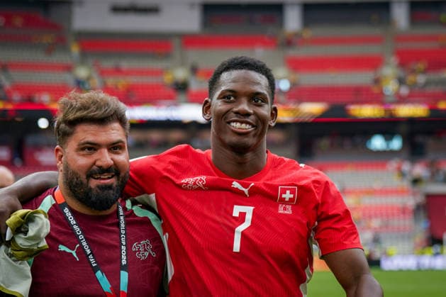 Kanada: Fußball FIFA World Cup, WM, Weltmeisterschaft, Fussball 2026, Achtelfinale - Schweiz vs Kolumbien - BC Place, Vancouver: Breel Embolo (Schweiz, 7) *** Canada Soccer, 2026 FIFA World Cup, Round of 16: Switzerland vs. Colombia at BC Place, Vancouver; Breel Embolo (Switzerland), 7 Copyright: xJOERANxSTEINSIEKx