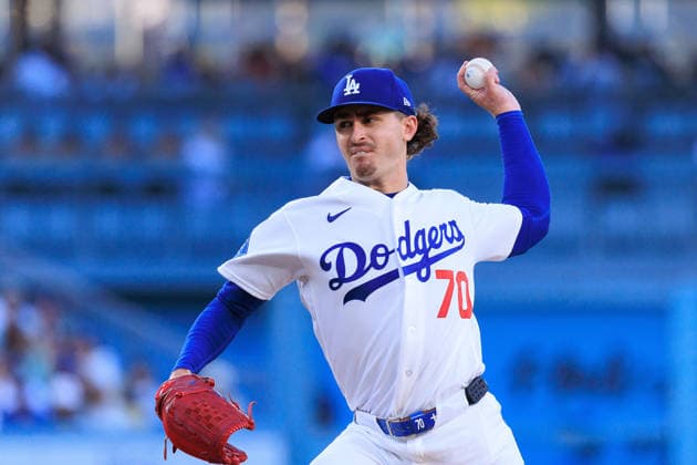 July 7, 2026, Los Angeles, California, USA: Starting pitcher, Justin Wrobleski 70 of the Los Angeles Dodgers during a regular season MLB, Baseball Herren, USA game against the Colorado Rockies on Tuesday July 7, 2026 at Dodger Stadium in Los Angeles, California. JAVIER ROJAS PI Dodgers Vs. Rockies  - ZUMAp124 20260707_zaa_p124_018 Copyright: xJavierxRojasx