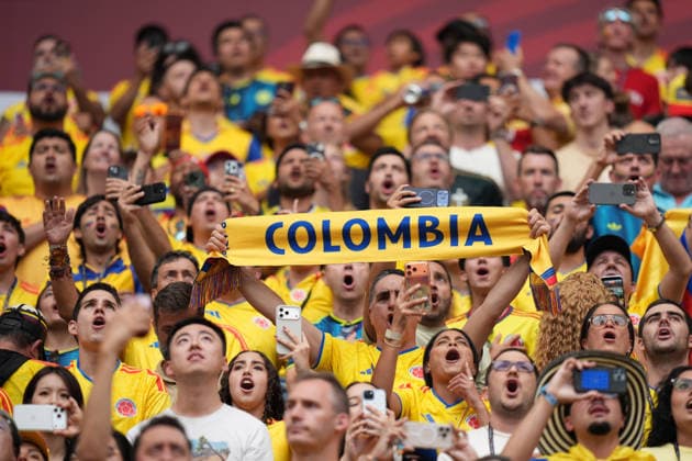Colombia v Switzerland Round of 16 - FIFA Worl Cup 2026 Colombian football fans support their national team, Nationalteam during the FIFA World Cup, WM, Weltmeisterschaft, Fussball 2026 Round of 16 match between Colombia and Switzerland at BC Place Stadium. on July 7, 2026, in Vancouver, Canada. (Photo by Leonardo Ramirez Eyepix Group) Copyright: xLeonardoxRamirez xEyepixxGroupx LR_07072026_192126
