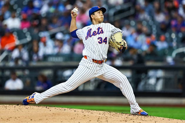 MLB, Baseball Herren, USA Kansas City Royals Vs. New York Mets New York Mets starting pitcher Kodai Senga 34 throws during the second inning of a baseball game against the Kansas City Royals at Citi Field in Corona, New York, on July 7, 2026. New York City New York United States  Copyright: xGordonxDonovanx originalFilename:donovan-mlbkansa260707_npf3Q.jpg