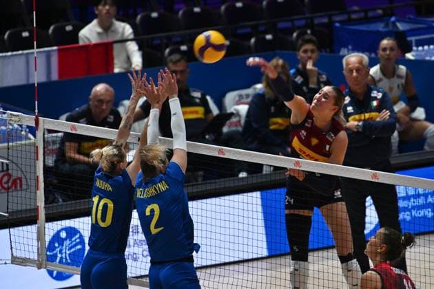 RECORD DATE NOT STATED HONG KONG-SPORTS Volleyball Nations League Hong Kong Ekaterina Antropova (No.24) from team Italy during the match between Italy and Ukraine Volleyball Nations League Hong Kong 2026 in Hong Kong, July 8, 2026.NEXPHER Kobe Li Hong Kong