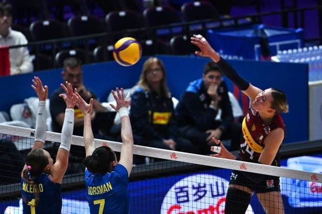 RECORD DATE NOT STATED HONG KONG-SPORTS Volleyball Nations League Hong Kong Ekaterina Antropova (No.24) from team Italy during the match between Italy and Ukraine Volleyball Nations League Hong Kong 2026 in Hong Kong, July 8, 2026.NEXPHER Kobe Li Hong Kong