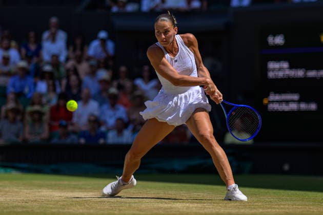 Day Ten: The Championships - Wimbledon 2026 LONDON, ENGLAND JULY 08 - Marta Kostyuk of Ukraine during Ladies Quarter Finals against Jasmine Paolini of Italy at The Wimbledon Lawn Tennis Championship at Wimbledon on July 08, 2026 in London, England. (Photo by Keeran Marquis)  Copyright: xKeeranxMarquis Fotoarena SPPx Sportspressphoto_SPR187595