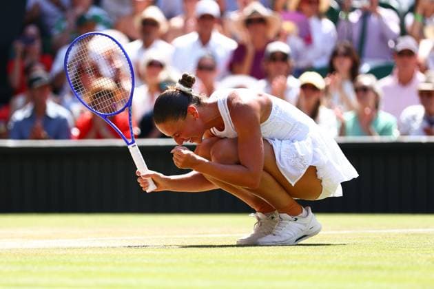 Marta Kostyuk celebrates winning her quarter final match Wimbledon Tennis Championships, Day 10, The All England Lawn Tennis and Croquet Club, London, UK - 08 Jul 2026London The All England Lawn Tennis and United Kingdom  Copyright: xJamesxMarsh Shutterstockx 16978036bf