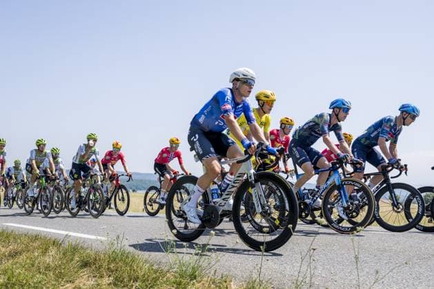 Norwegian Torstein Traeen of Uno-X Mobility wearing the yellow jersey of leader in the overall ranking during stage 5 of the 2026 Tour de France cycling race, a stage of 158km from Lannemezan to Pau, on Wednesday 8 July 2026. The 113th edition of the Tour de France starts on Saturday 4 July in Barcelona, Spain, and will finish in Paris, France on the 26th of July. DAVIDxPINTENS  x180723740x