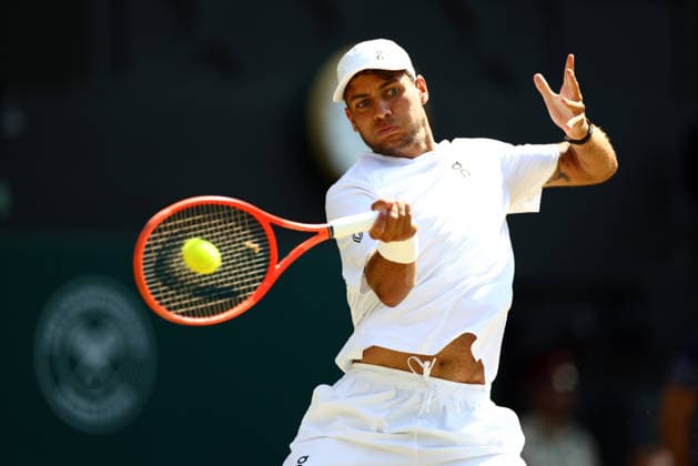 Flavio Cobolli during his quarter final match Wimbledon Tennis Championships, Day 10, The All England Lawn Tennis and Croquet Club, London, UK - 08 Jul 2026London The All England Lawn Tennis and United Kingdom  Copyright: xJamesxMarsh Shutterstockx 16978036eb