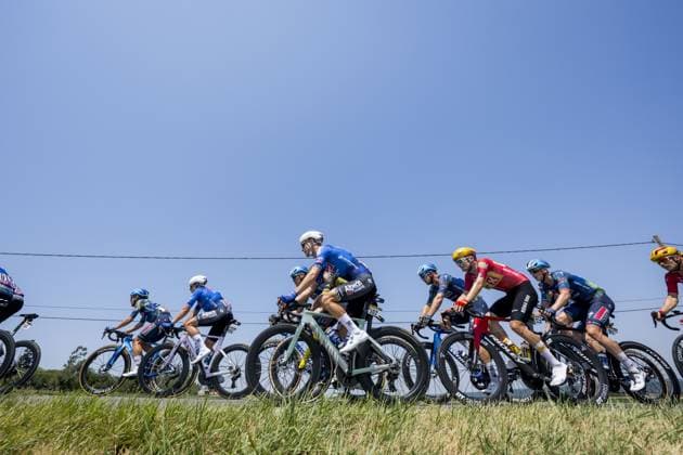 Belgian Jasper Philipsen of Alpecin-Premier Tech; Belgian Ramses Debruyne of Alpecin-Premier Tech and Danish Anthon Charmig of Uno-X Mobility pictured in action during stage 5 of the 2026 Tour de France cycling race, a stage of 158km from Lannemezan to Pau, on Wednesday 8 July 2026. The 113th edition of the Tour de France starts on Saturday 4 July in Barcelona, Spain, and will finish in Paris, France on the 26th of July. DAVIDxPINTENS  x180723732x