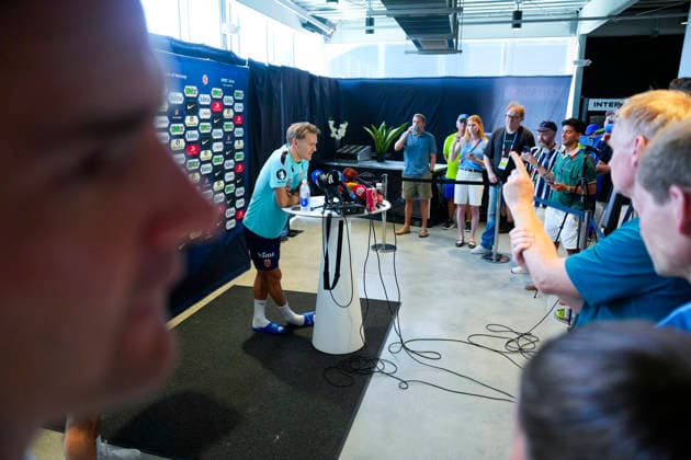 World Cup 2026 Fort Lauderdale, Florida , USA 20260708. Norway s Martin odegaard during a press conference, PK, Pressekonferenz with the Norway men s national football team at Inter Miami CF Stadium. Photo: Fredrik Varfjell NTB Fort Lauderdale, Florida United States EDITORIAL USE ONLY. RESTRICTED USE FOR BETTING COMPANIES Ref:_SPOPr_Rq2-FeXc.jpg *** 2026 World Cup, Fort Lauderdale, Florida, USA 20260708 Norway s Martin Ødegaard during a press conference with the Norway men s national soccer team at Inter Miami CF Stadium. Photo: Fredrik Varfjell, NTB. Fort Lauderdale, Florida, United States. EDITORIAL USE ONLY. RESTRICTED USE FOR BETTING COMPANIES.  Copyright: xFredrikxVarfjellx xNTBx