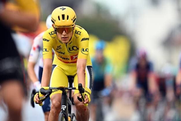 Norwegian Torstein Traeen of Uno-X Mobility crosses the finish line of stage 5 of the 2026 Tour de France cycling race, a stage of 158km from Lannemezan to Pau, on Wednesday 08 July 2026. The 113th edition of the Tour de France starts on Saturday 4 July in Barcelona, Spain, and will finish in Paris, France on the 26th of July. JASPERxJACOBS  x180728516x