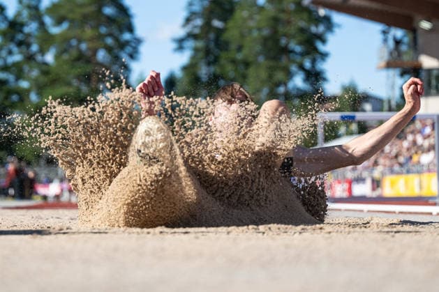 260708 Niklas Wall Hammarby IF deltar i herrarnas längdhopp under friidrottstävlingen Folksam Grand Prix den 8 juli 2026 i Karlstad. *** July 8, 2026: Niklas Wall of Hammarby IF will compete in the men s long jump at the Folksam Grand Prix track and field meet on July 8, 2026, in Karlstad  Copyright: FREDRIKxKARLSSON BB260708FK028