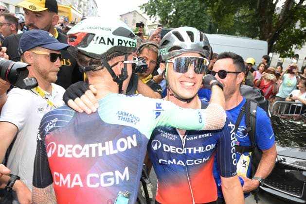 Tour de France 2026 Stage 5 PAU, FRANCE - JULY 08 : Kooij Olav (NED) of Decathlon CMA CGM Team during stage 5 of the 113rd edition of Tour de France an UCI World Tour 2.UWT cycling road race stage for Men Elite of 158 km with start in Lannemezan and finish in Pau on July 8, 2026 in Pau, France, 08 07 2026 Pau France  Copyright: xDavidxPintensx