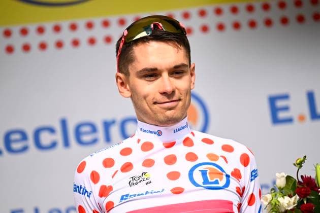Tour de France 2026 Stage 5 PAU, FRANCE - JULY 08 : Baudin Alex (FRA) of EF Education - Easypost pictured with the polka dot jersey during the podium ceremony of stage 5 of the 113rd edition of Tour de France an UCI World Tour 2.UWT cycling road race stage for Men Elite of 158 km with start in Lannemezan and finish in Pau on July 8, 2026 in Pau, France, 08 07 2026 Pau France  Copyright: xTomasxSiskx