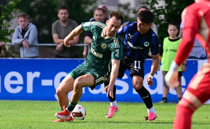 08.07.2026 - Fussball - Saison 2026 2027 - Testspiel Freundschaftsspiel Vorbereitungsspiel - SC Eltersdorf ( SCE Quecken ) - SpVgg Greuther Fürth ( Kleeblatt ) - - Sportfoto Zink - xwoxzix - regulations prohibit any use of photographs as image sequences and or quasi-video - only for editorial use - Manfred Strobel (7, SC Eltersdorf ) Aaron Keller (16, SpVgg Greuther Fürth ) *** July 8, 2026 Soccer Season 2026–2027 Exhibition Match Friendly Match Preseason Match SC Eltersdorf SCE Quecken SpVgg Greuther Fürth Kleeblatt Sports Photo Zink xwoxzix Regulations prohibit any use of photographs as image sequences and or quasi-video; for editorial use only for editorial use only: Manfred Strobel 7, SC Eltersdorf; Aaron Keller 16, SpVgg Greuther Fürth