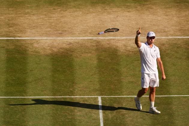 Arthur Fery celebrates victory during his Quarter-Final match Wimbledon Tennis Championships, Day 10, The All England Lawn Tennis and Croquet Club, London, UK - 08 Jul 2026London The All England Lawn Tennis and United Kingdom  Copyright: xEllaxLing Shutterstockx 16978035b