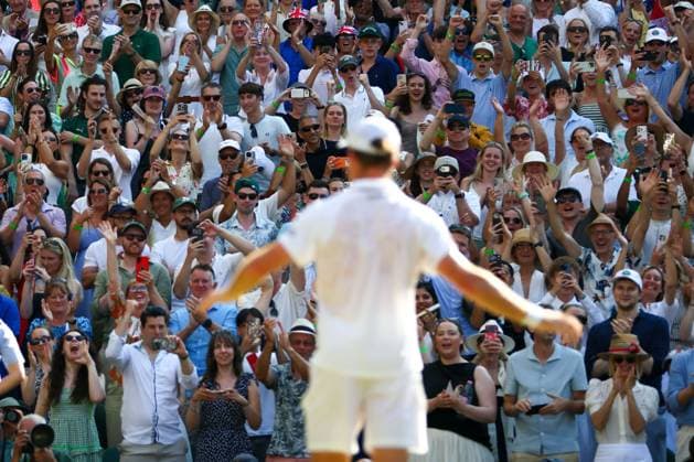 Arthur Fery celebrates victory during his Quarter-Final match Wimbledon Tennis Championships, Day 10, The All England Lawn Tennis and Croquet Club, London, UK - 08 Jul 2026London The All England Lawn Tennis and United Kingdom  Copyright: xKieranxMcManus Shutterstockx 16978034ei