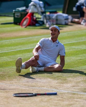 Tennis - Wimbledon Championship 2026 - Day 10 LONDON, ENGLAND - Wednesday, July 8, 2026: Arthur Fery (GBR) celebrates after winning the Gentlemen s Singles Quarter-Final match on Day Ten of The Championships Wimbledon 2026 at the All England Lawn Tennis and Croquet Club. (Photo by Kirsten Holst Propaganda) LONDON All England Lawn Tennis and Croq GREATER LONDON ENGLAND  Copyright: xKirstenxHolstx 2026-07-08-078-Wimbledon_Day_10