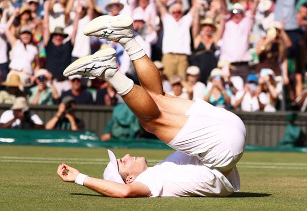 Wimbledon Championships 2026, Saturday Practice, AELTC Wimbledon, London, UK - 08 07 2026 Arthur Fery (GBR) celebrates his Quarter Final win against Flavio Cabolli (ITA) in the 2026 Wimbledon Championships at the AELTC London London AELTC Wimbledon London GBR, UK NEWSPAPERS OUT Copyright: xMarkxGreenwoodx