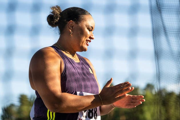 260708 Vanessa Kamga Hässelby SK deltar i damernas diskus under friidrottstävlingen Folksam Grand Prix den 8 juli 2026 i Karlstad. *** July 8, 2026: Vanessa Kamga of Hässelby SK will compete in the women s discus throw at the Folksam Grand Prix track and field meet in Karlstad  Copyright: FREDRIKxKARLSSON BB260708FK057