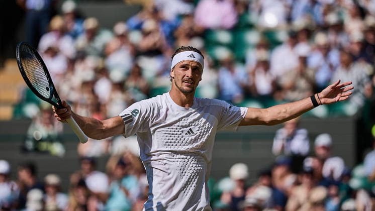 July 8, 2026, London, London, Great Britain: Alexander Zverev of Germany reacts after win during The Championships Wimbledon , 8.7.2026 in London (All England Lawn Tennis and Croquet Club), Great Britain Tennis 2026: Grand Slam: The Championships Wimbledon: 6th Day: 3rd Round: ZVEREV 6:4 6:4 6:2 FRITZ  - ZUMAs343 20260708_zsp_s343_086 Copyright: xMathiasxSchulzx