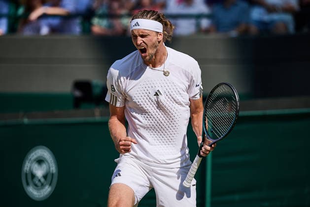July 8, 2026, London, London, Great Britain: Alexander Zverev of Germany reacts very emotional after win the point during The Championships Wimbledon , 8.7.2026 in London (All England Lawn Tennis and Croquet Club), Great Britain Tennis 2026: Grand Slam: The Championships Wimbledon: 6th Day: 3rd Round: ZVEREV 6:4 6:4 6:2 FRITZ  - ZUMAs343 20260708_zsp_s343_090 Copyright: xMathiasxSchulzx