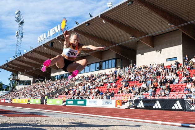 260708 Tilde Johansson Falkenbergs IK deltar i damernas längdhopp under friidrottstävlingen Folksam Grand Prix den 8 juli 2026 i Karlstad. *** 260708 Tilde Johansson of Falkenbergs IK will compete in the women’s long jump at the Folksam Grand Prix track and field meet on July 8, 2026, in Karlstad  Copyright: FREDRIKxKARLSSON BB260708FK066