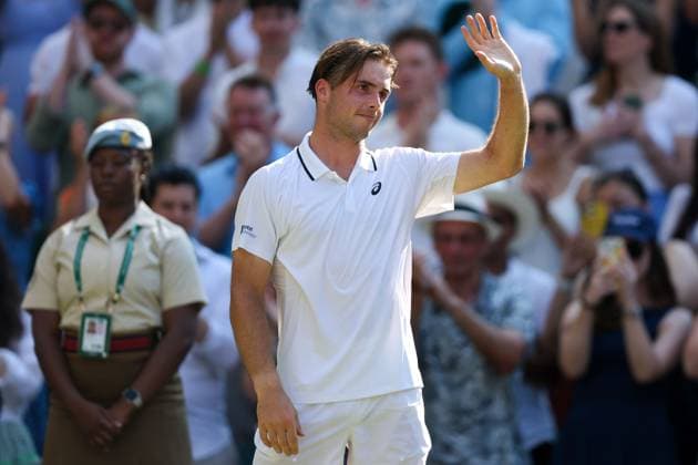 Arthur Fery celebrates winning his Quarter-Final match Wimbledon Tennis Championships, Day 10, The All England Lawn Tennis and Croquet Club, London, UK - 08 Jul 2026London The All England Lawn Tennis and United Kingdom  Copyright: xKieranxMcManus Shutterstockx 16978034er