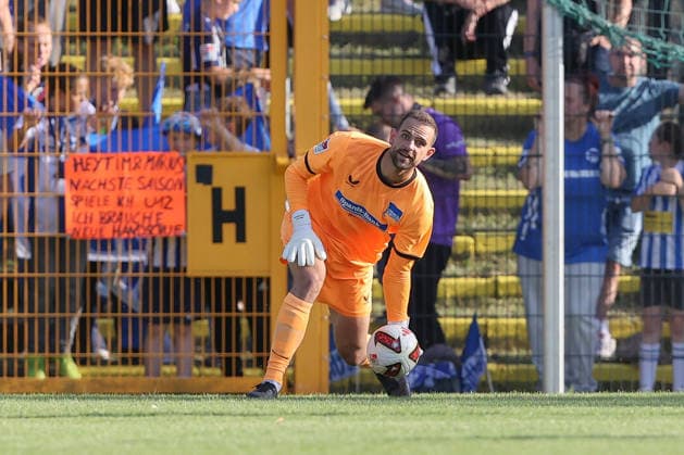 08.07.2026, xtgx, Fussball Testspiel, SV Lichtenberg 47 - Hertha BSC Berlin emspor, v.l. Marius Gersbeck (Hertha, 35) (DFL DFB REGULATIONS PROHIBIT ANY USE OF PHOTOGRAPHS as IMAGE SEQUENCES and or QUASI-VIDEO) Berlin *** July 8, 2026, xtgx, soccer exhibition match, SV Lichtenberg 47 vs. Hertha BSC Berlin emspor, from left: Marius Gersbeck (Hertha), 35 DFL DFB REGULATIONS PROHIBIT ANY USE OF PHOTOGRAPHS as IMAGE SEQUENCES and or QUASI-VIDEO Berlin