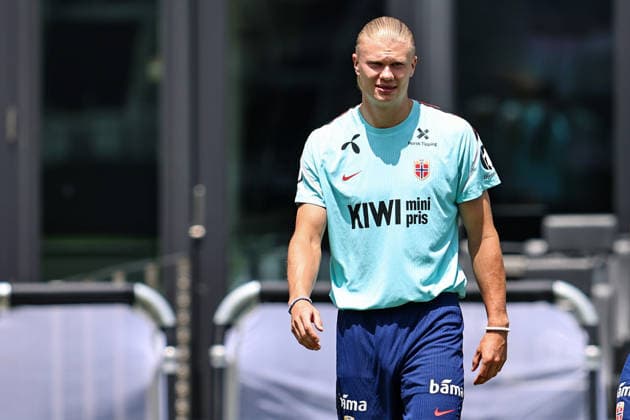 FT LAUDERDALE, FL - JULY 08: Erling Haaland 9 of Norway attends a training session in preparation for a FIFA World Cup, WM, Weltmeisterschaft, Fussball 26 Quarter-Final game between Norway and England on July 8, 2026 at at the Inter Miami CF Stadium, Fort Lauderdale, Florida.(Photo by Chris Arjoon) SOCCER: JUL 08 FIFA World Cup 26 - Norway Training EDITORIAL USE ONLY Icon26070800000007