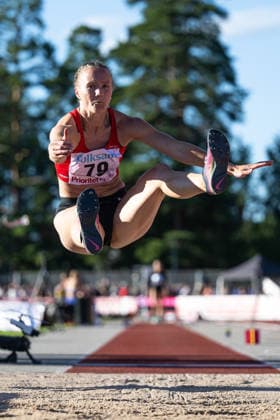 260708 Emilia Kjellberg IF Göta Karlstad deltar i damernas längdhopp under friidrottstävlingen Folksam Grand Prix den 8 juli 2026 i Karlstad. *** July 8, 2026: Emilia Kjellberg of IF Göta Karlstad will compete in the women’s long jump at the Folksam Grand Prix track and field meet on July 8, 2026, in Karlstad  Copyright: FREDRIKxKARLSSON BB260708FK074